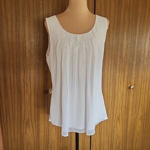 Coldwater Creek Elegant White Sleeveless Blouse